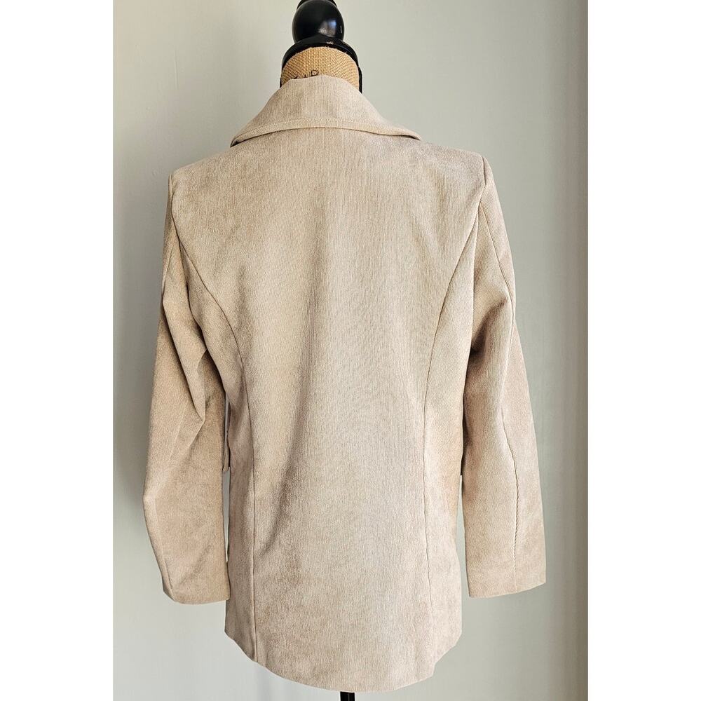 Suzy D London Padded Shoulder Blazer Jacket, Tan, Made In Italy, Womens Sz S - Picture 3 of 5